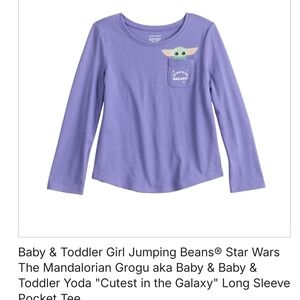 Jumping Beans Lavender Long Sleeve Tee with Grogu Pocket